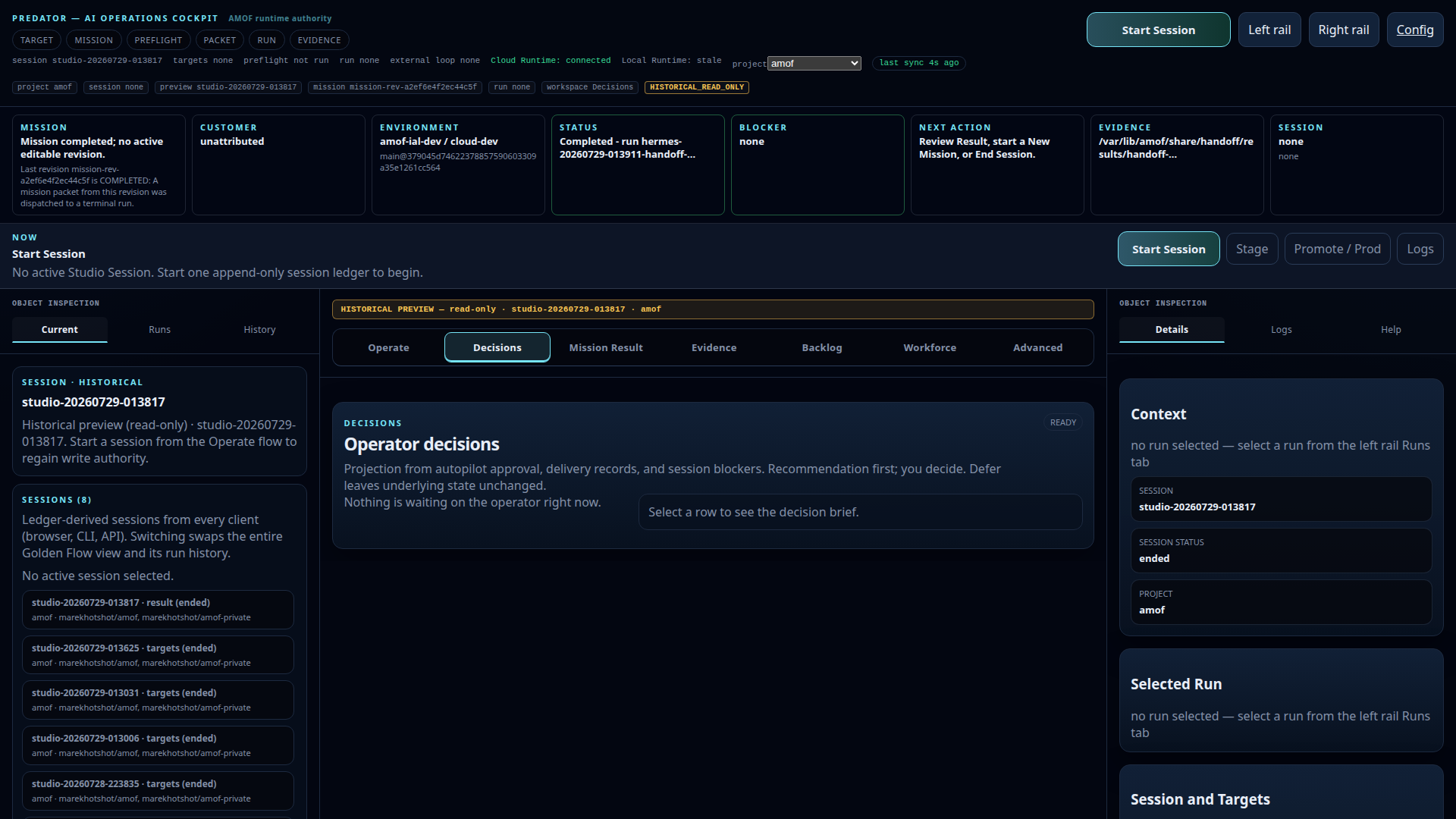 Predator Decisions after operator resolution of a waiting row